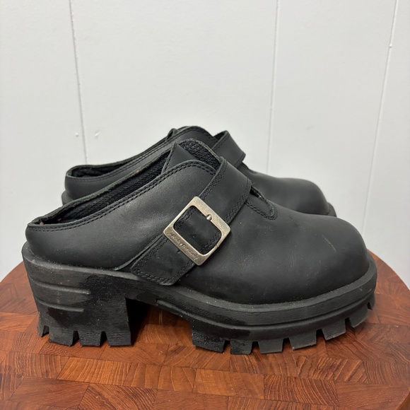 Y2K Harley Davidson Women's Black Leather Mules Size 8.5 - Picture 2 of 9